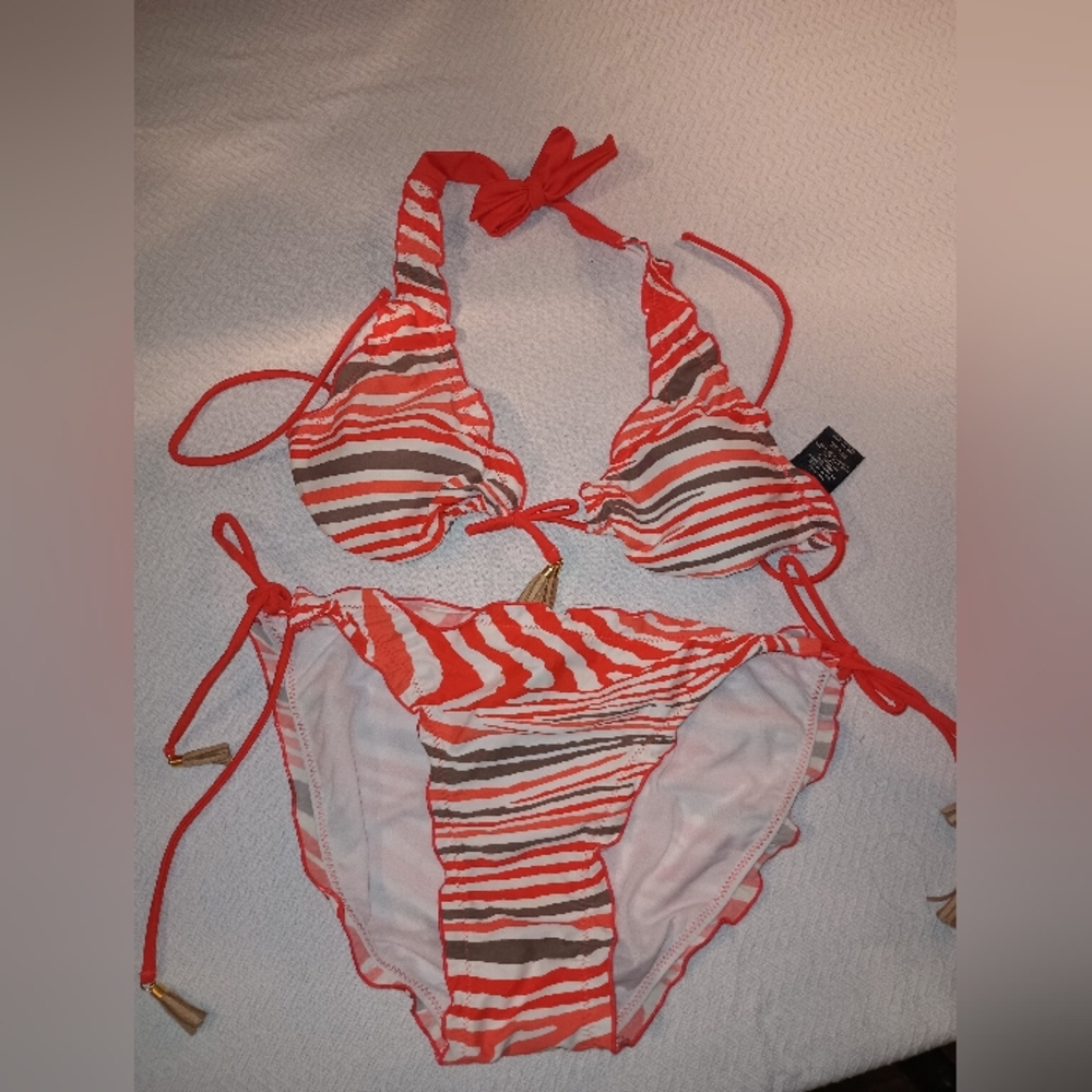 Striped Halter Bikini Set